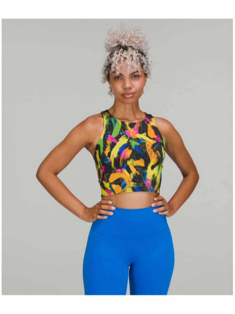 Lululemon Sz. 4 Undertone Black Multi Invigorate Training Tank Top